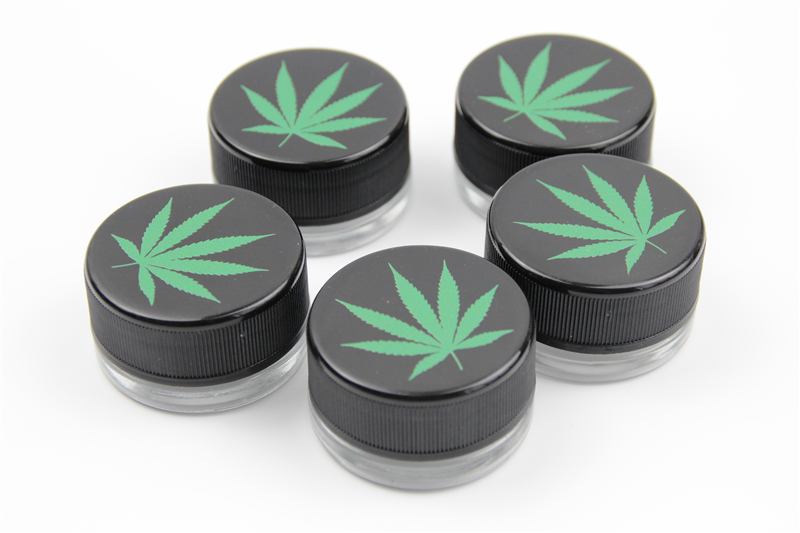 Custom printed UV borosilicate glass jar with branded lid